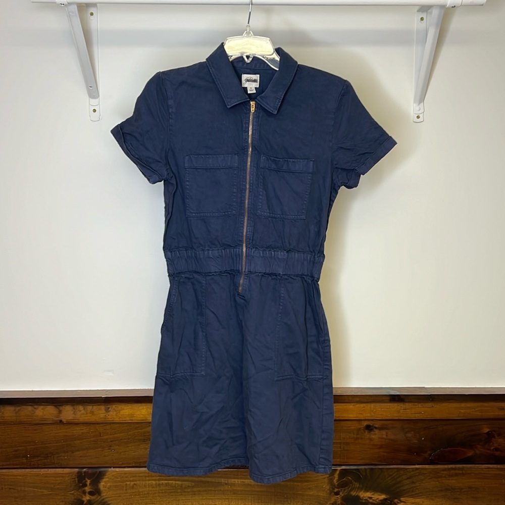 J. Crew Navy Blue 1/2 Zip Utility Dress Fall 2022- 4